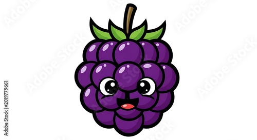 Cartoon purple berry character face.