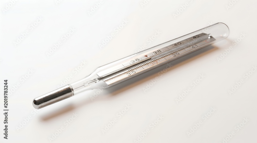 Fototapeta premium Close-up of mercury thermometer on white background