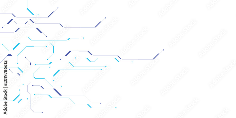 Fototapeta premium Abstract blue and indigo technology lines create a futuristic circuit board pattern on white