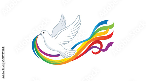 Fotografía Dove with Rainbow Tail