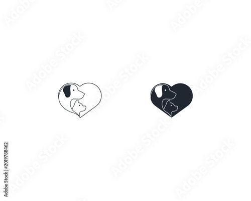 Dog and cat logo design template vector,  pet logo design flat style suitable for pet shop, store, cafe, business, hotel, veterinary clinic, Domestic animal vector illustration logotype, sign, symbol.