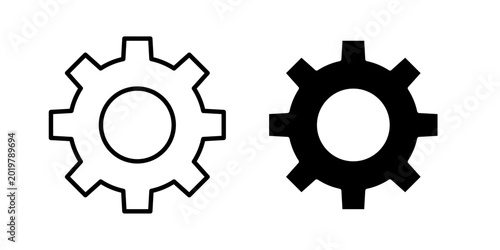 Photos Settings icon in outline and solid style, isolated on white background