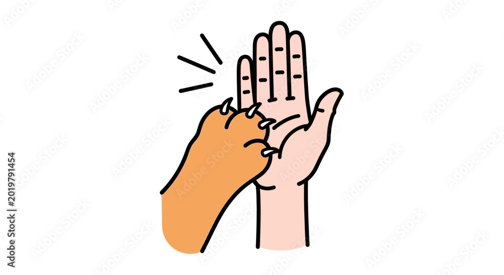 Fototapeta premium High Five Between Human Hand and Pet Paw