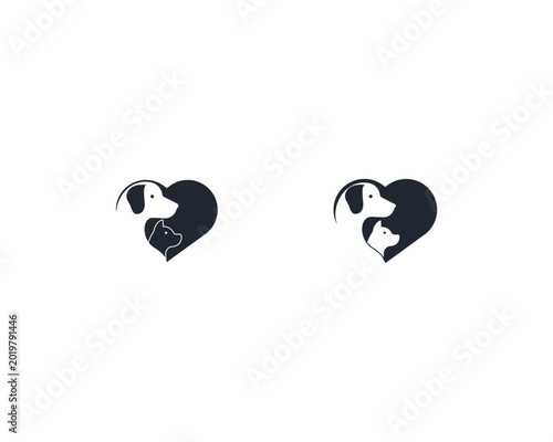Dog and cat logo design template vector, line of pet logo design suitable for pet shop, store, cafe, business, hotel, veterinary clinic, Domestic animal vector illustration logotype, sign and symbol.