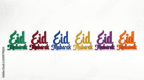 Eid mubarak arabic calligraphy on white background for islamic holiday greeting