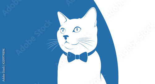 Canvas-taulu Dapper White Cat with Bow Tie