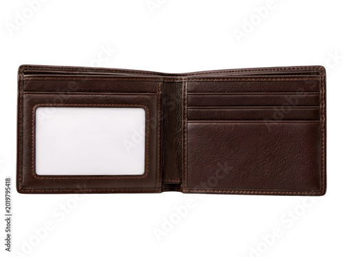 Brown Leather Wallet Isolated on White Background