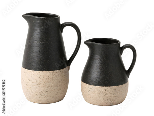 Modern Ceramic Pitcher Set Isolated on White Background