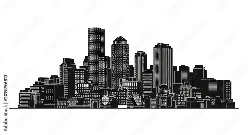 Fototapeta premium Des Moines Skyline Silhouette Vector Illustration