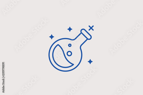 Foto Magic potion flask line icon for health restoration and mana boosts in RPGs