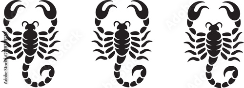 line vector logo of a scorpion It is sign of scorpio zodiac there are three color black gold silver