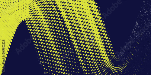 Konstfotografi Yellow halftone on blue background