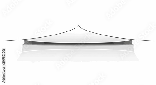 Abstract grayscale shape with curved line and reflective base