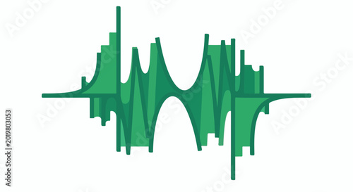 Abstract green wavy lines creating a visual representation of sound waves or data