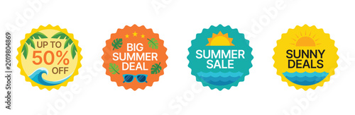 Collection of summer sale stickers and badges