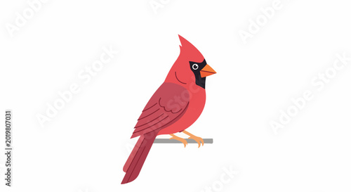A vibrant red cardinal bird with a distinctive crest sits on a perch