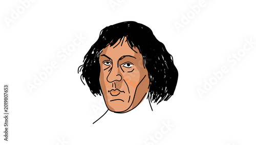 Картината върху платно Nicolaus Copernicus  portrait, color vector illustration