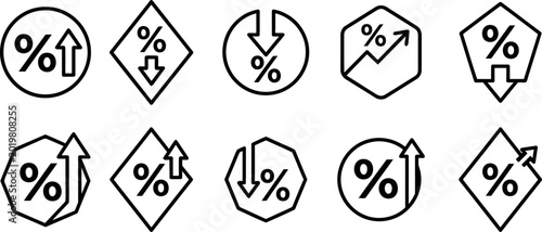 Obraz na płótnie Percentage change icons set