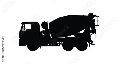 Bilde på lerret Concrete mixer truck silhouette on a white background