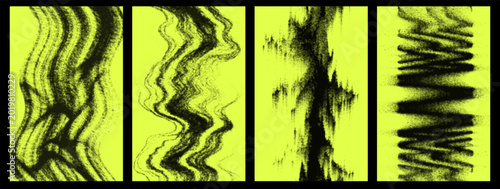 Neon yellow black halftone grunge texture pack wave zigzag stripe brush distortion risograph screenprint abstract overlay design asset
