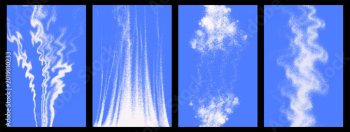 Blue white halftone sky cloud smoke trail streak texture pack grunge distortion noise risograph screenprint overlay graphic design asset