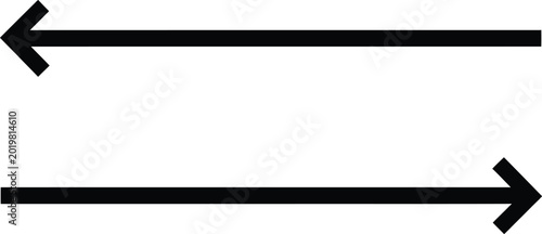 Valokuva Opposite direction arrows, minimalist black arrows pointing toward each other symbolizing balance transfer navigation and opposing movement design