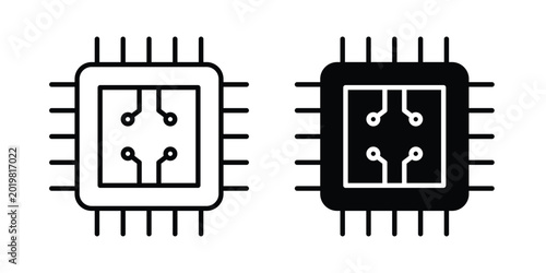 Photos Computer microprocessor icon vector on white background.