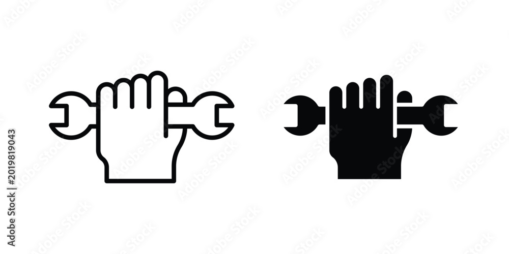 Obraz premium Hand holding wrench icon vector on white background.