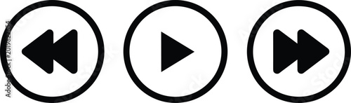 Fotografie Media playback control icons, rewind play and forward symbols for video and audi