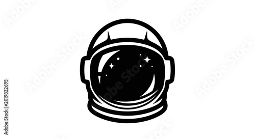 Astronaut helmet illustration black and white silhouette isolated design