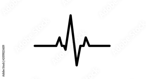 Black heartbeat line graphic on white background medical concept