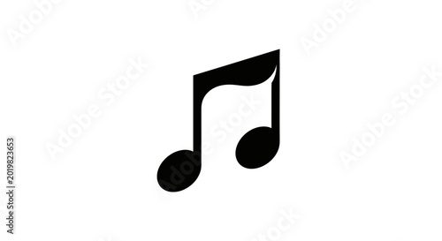 Black musical note isolated against white background for graphic design