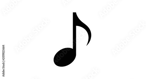 Black musical note isolated on white background for design or education