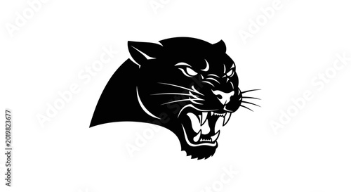 Black panther head silhouette illustrative design isolated on white background