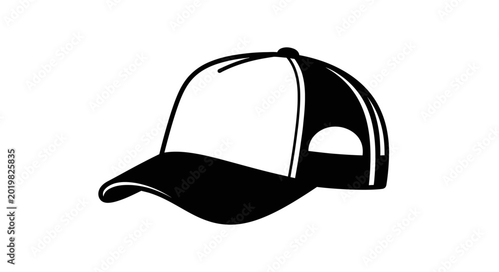 Obraz premium Baseball cap graphic, black-white design, vector illustration