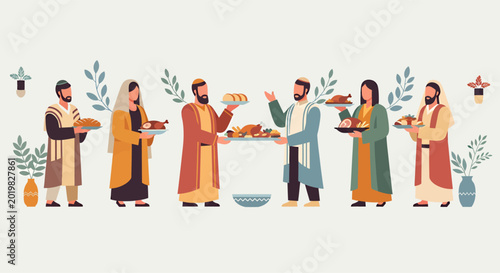Fotografi Vector illustration design of the family celebrate happy passover day