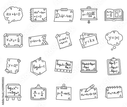 Obraz na płótnie Algebra set featuring linear equation quadratic equation discriminant formula vi