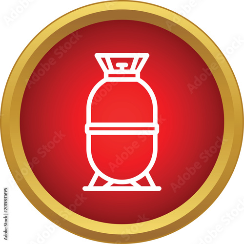Gas cylinder icon inside a red circle with a golden border, symbolizing energy and fuel safety