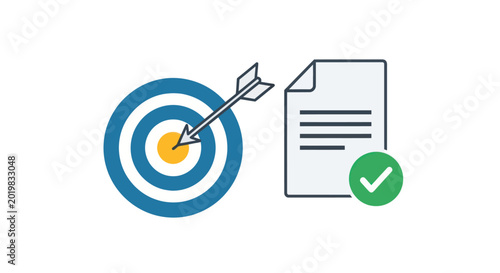 Billede på lærred Target achieved with a verified document.