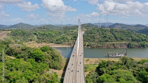 Tableau sur toile Vista Aerea del puente Centenario Canal de Panamá