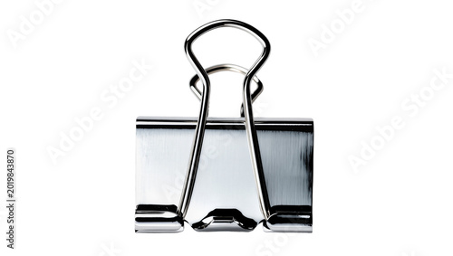 Tableau sur toile Shiny metal binder clip holding papers together, isolated on transparent backgro