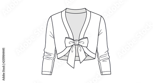 Fashion sketch of a white bolero jacket with a bow