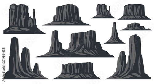 Collection of desert rock formations and mesas
