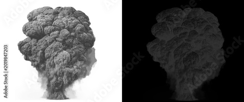 Foto Dramatic smoke explosion on white and black background, thick billowing dust clo