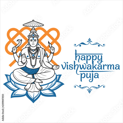 Festive Vishwakarma Puja Vector Illustration.
