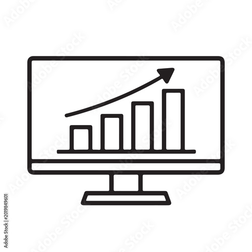 Minimalist Monitor Bar Chart Icon