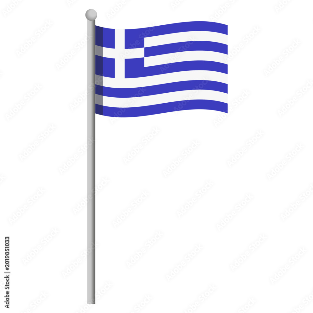 Fototapeta premium Greek flag with pole