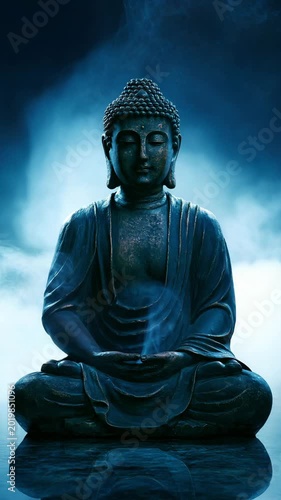 Buddha statue on dark background