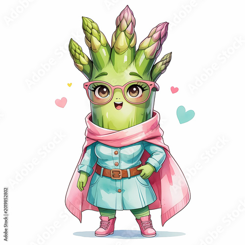 Stylish Asparagus Influencer Cartoon Design