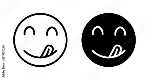 Quadro su tela Yummy smile emoji icons vector graphics collection on white background